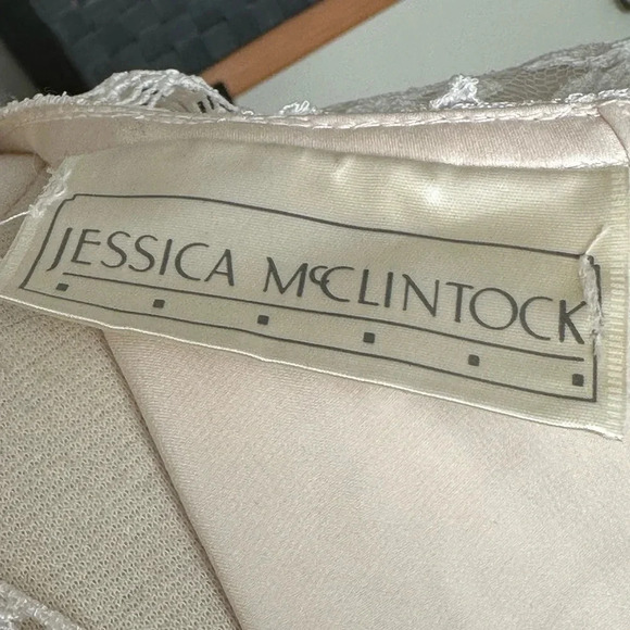Vintage JESSICA McCLINTOCK Lace Dress Victorian Wedding Long Feminine Ivory - Picture 12 of 17